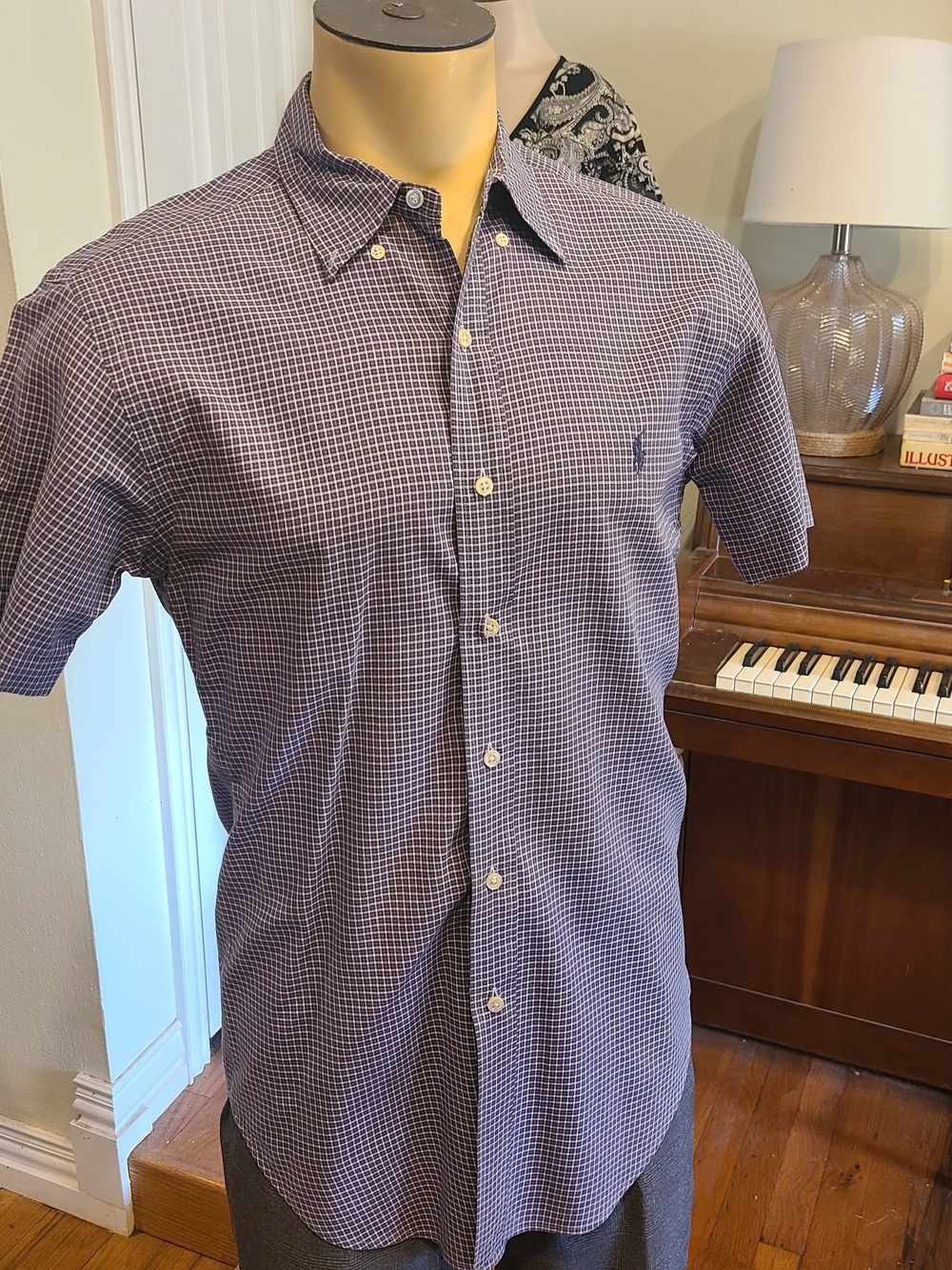 Ralph Lauren Purple Check Short-Sleeve Button-Down Shirt